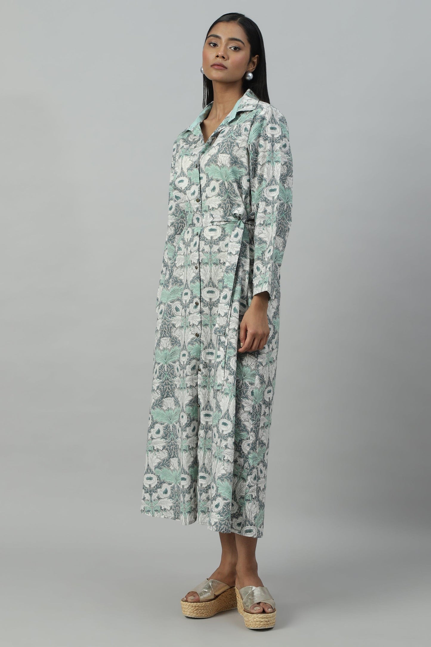 GREY POPPY SHIRT DRESS