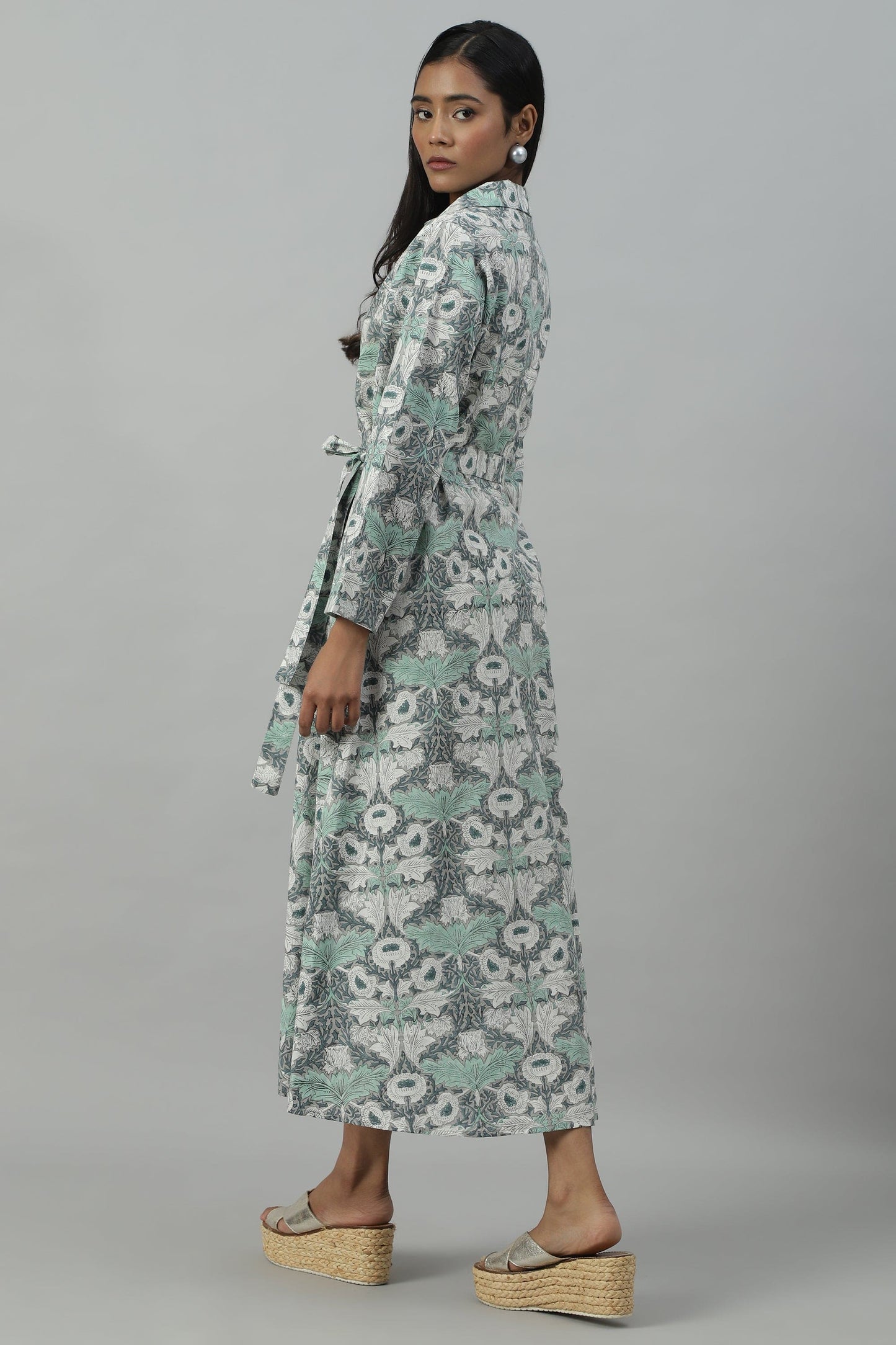 GREY POPPY SHIRT DRESS