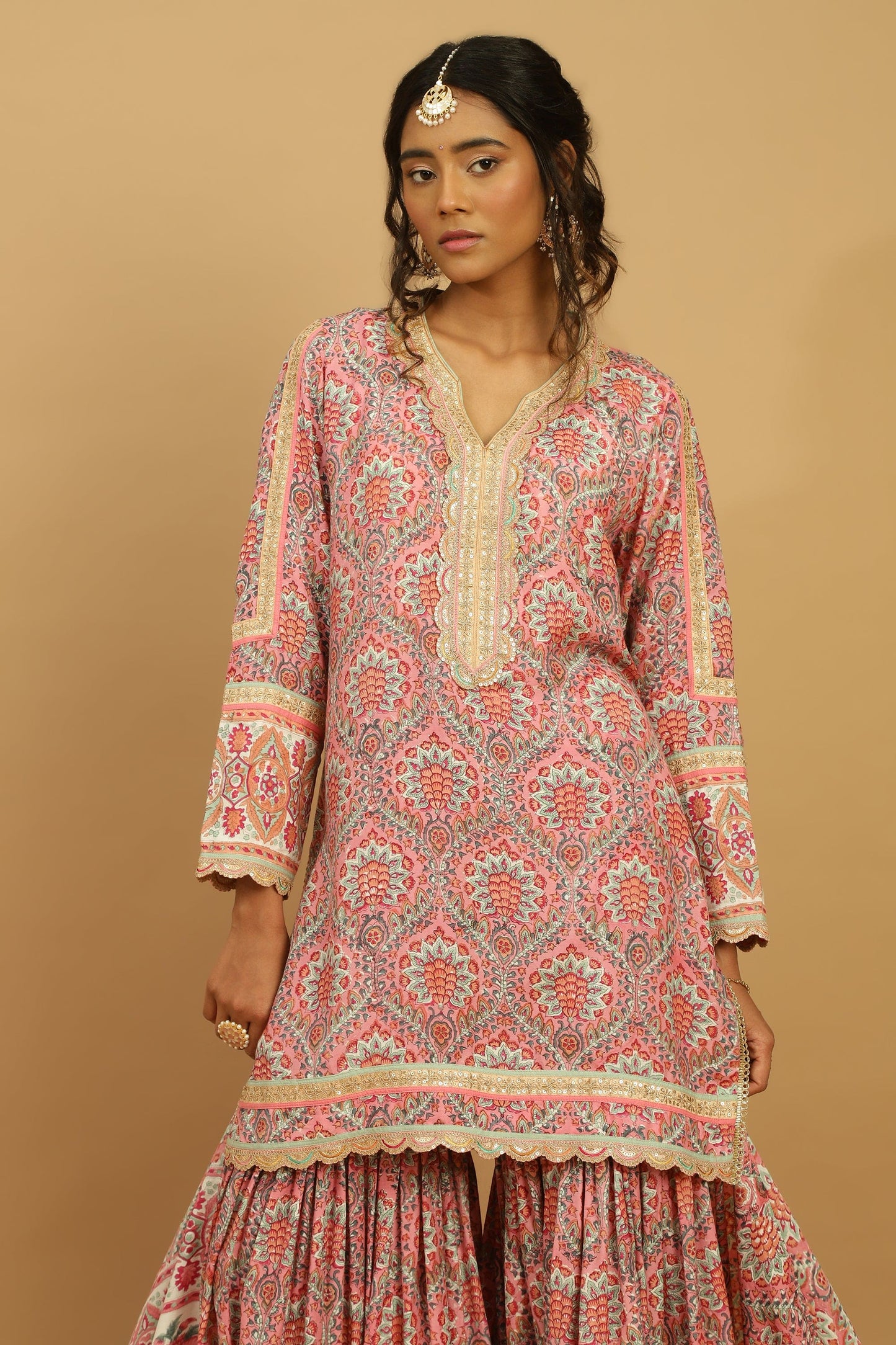 PHOOL JAAL COTTON SILK BLOCK SHARARA SET (3 pcs)
