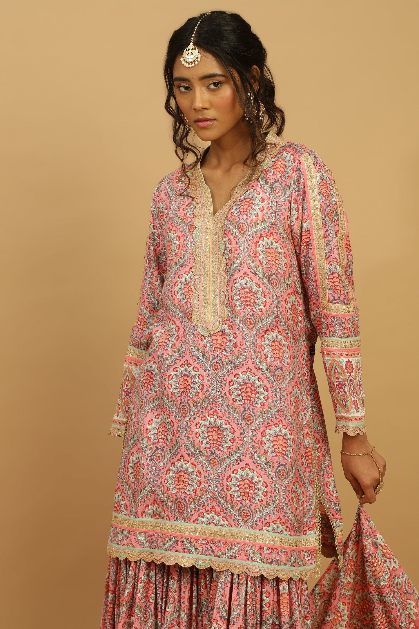PHOOL JAAL COTTON SILK BLOCK SHARARA SET (3 pcs)