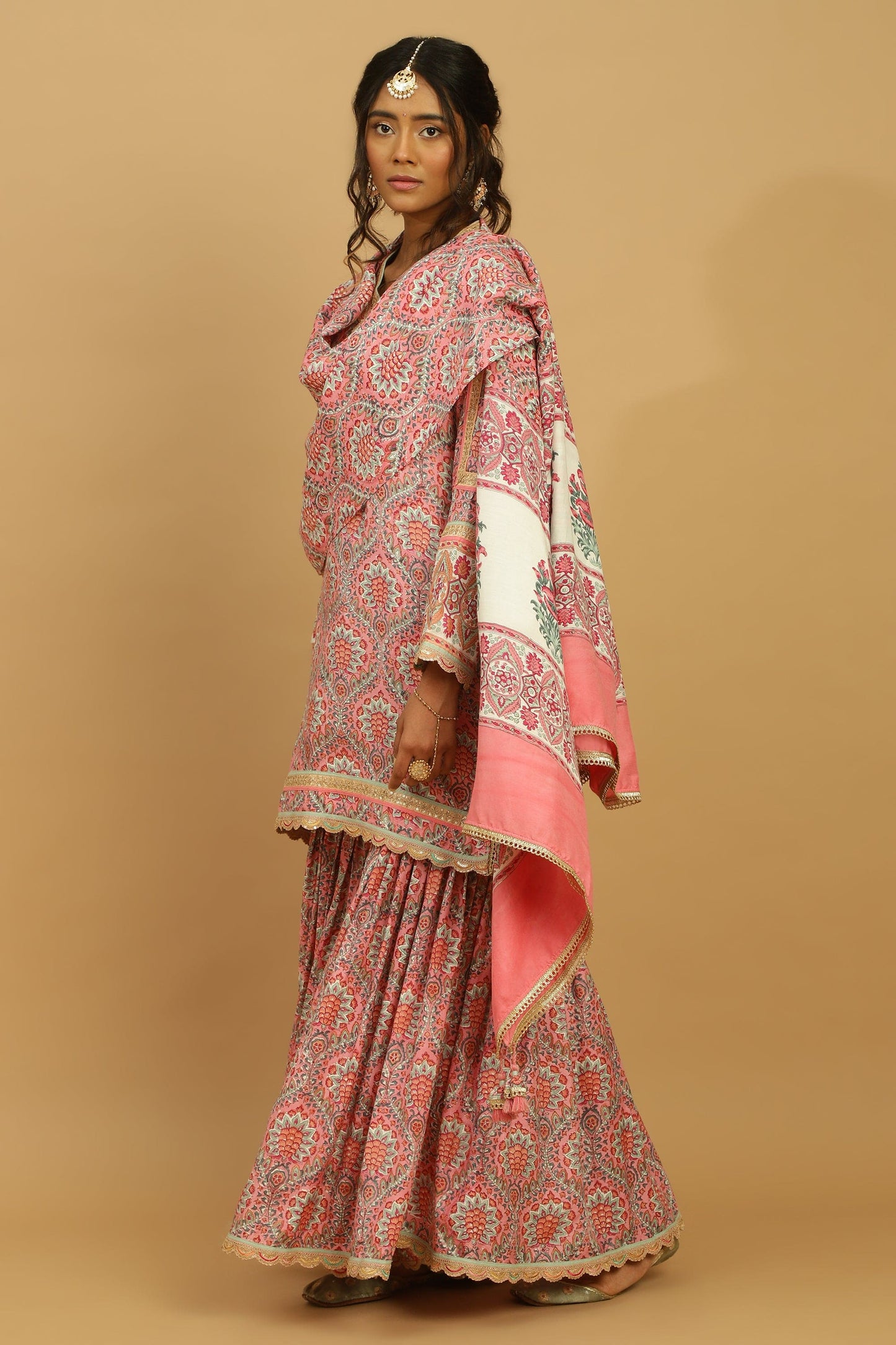 PHOOL JAAL COTTON SILK BLOCK SHARARA SET (3 pcs)