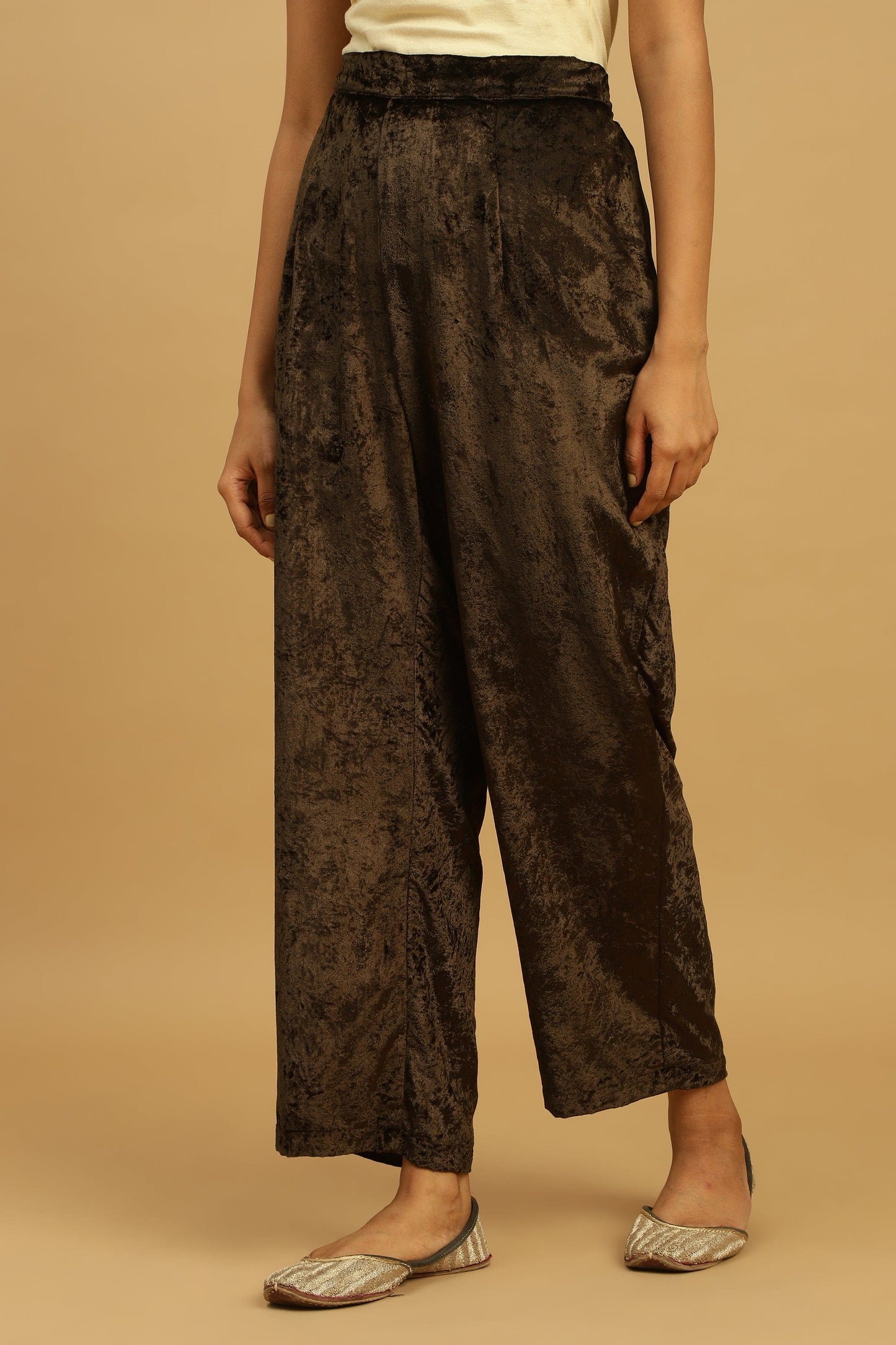 CHOCOLATE BOOTIE VELVET AJRAKH TUNIC SET (2 pcs)