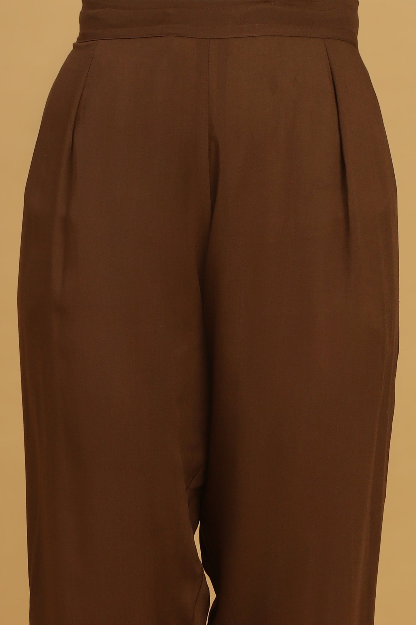 CHOCOLATE BOOTIE VELVET AJRAKH KURTA SET (3 Pcs)