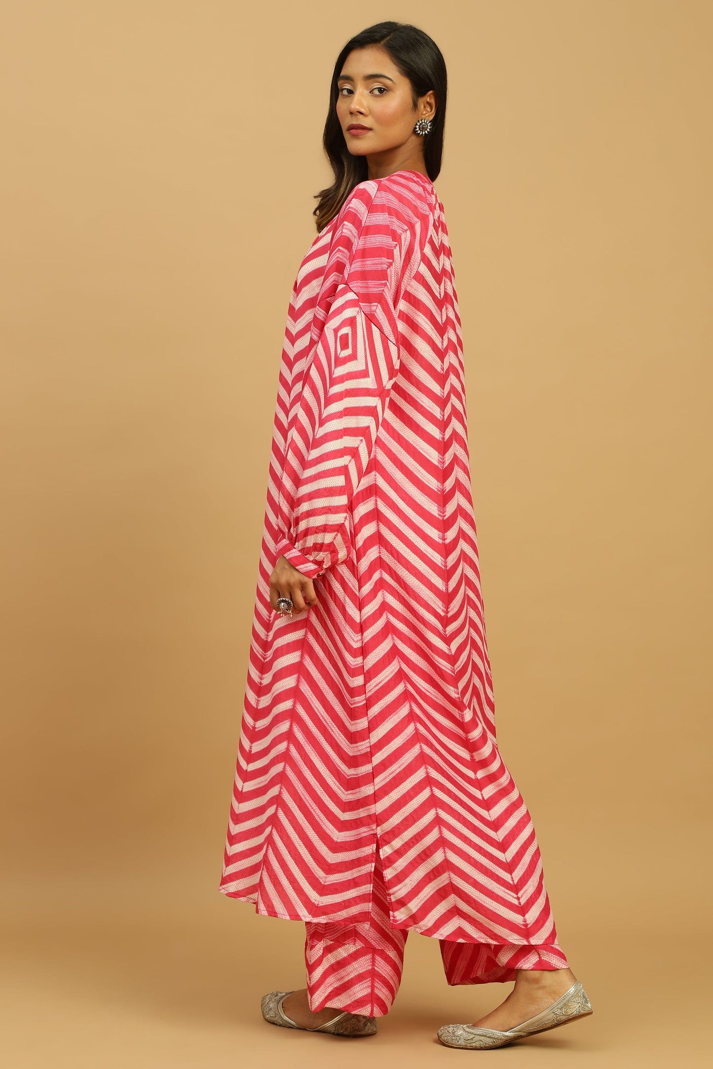FUCHSIA COTTON SILK SHIBORI TUNIC SET (2 pcs)