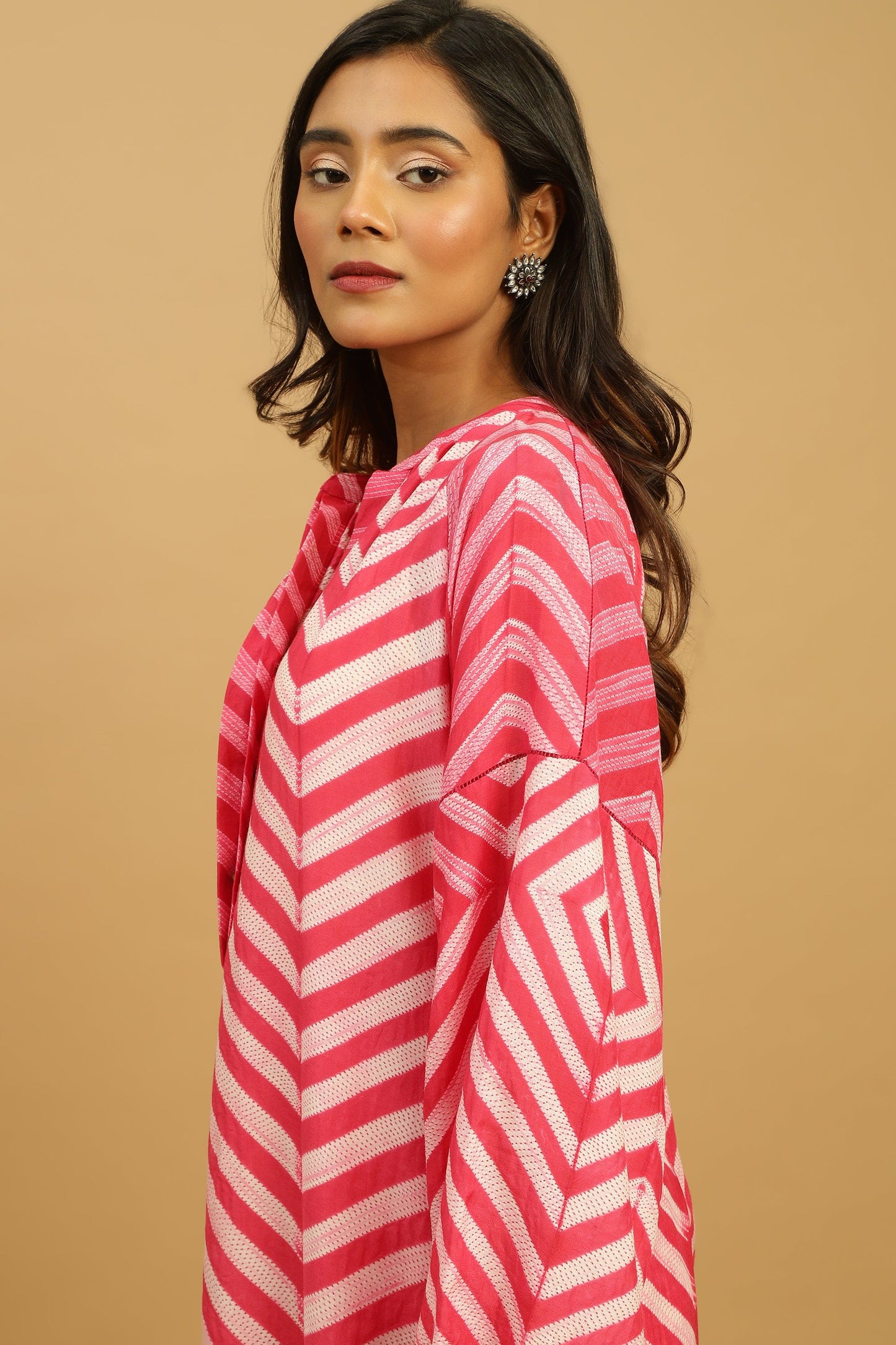 FUCHSIA COTTON SILK SHIBORI TUNIC SET (2 pcs)