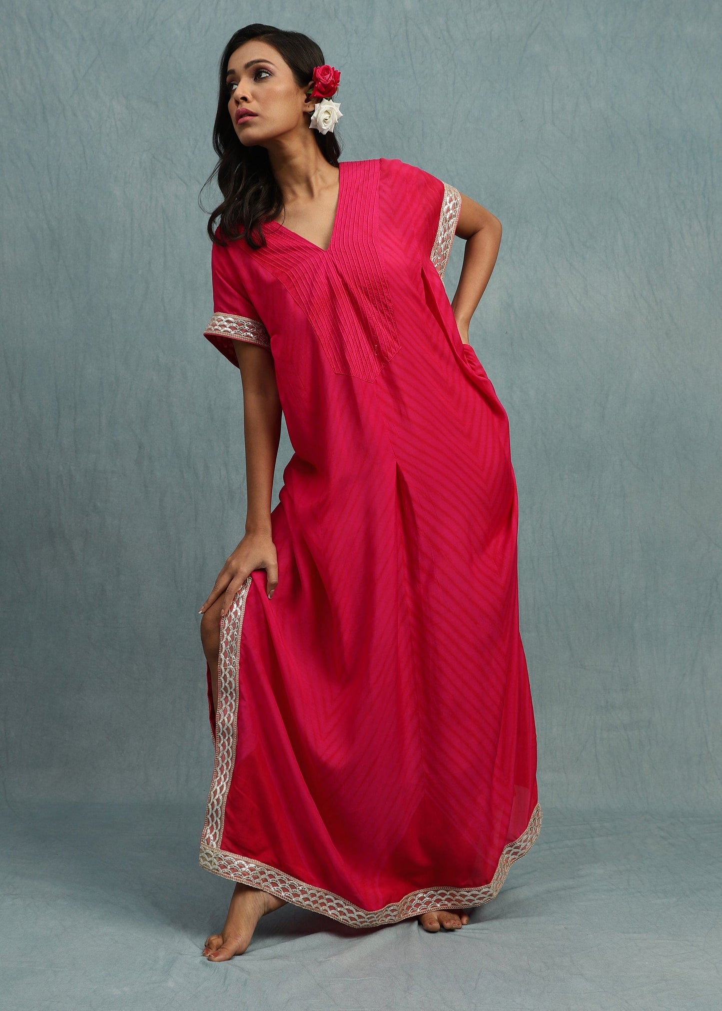 Shibori Rani Cotton Silk Kaftan