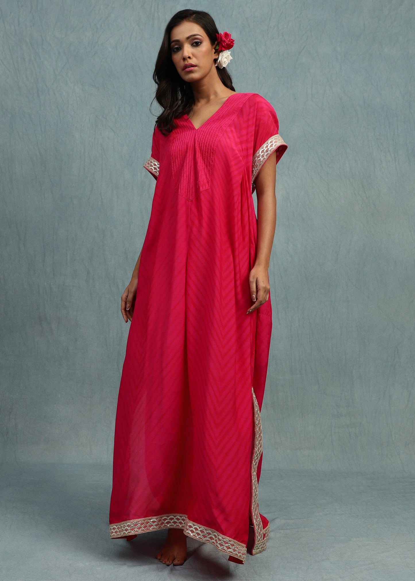 Shibori Rani Cotton Silk Kaftan