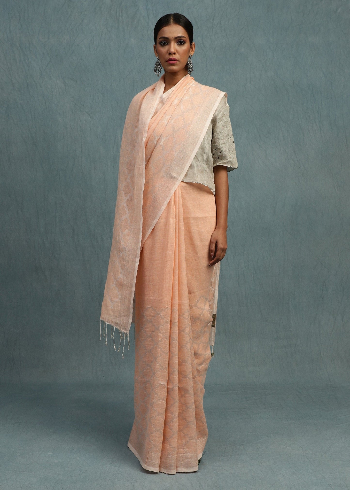 Linen Jamdani Jaal Badami