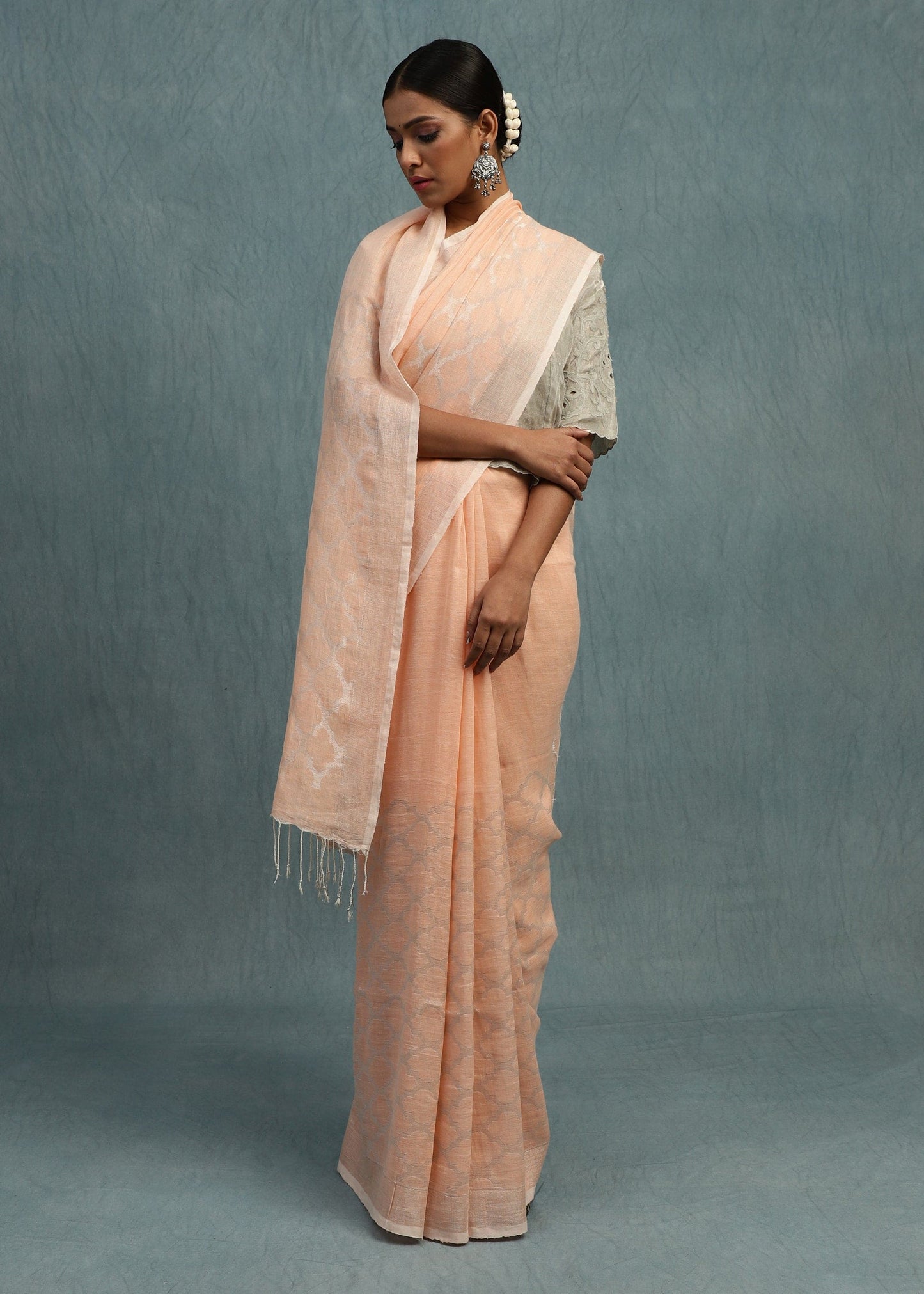 Linen Jamdani Jaal Badami