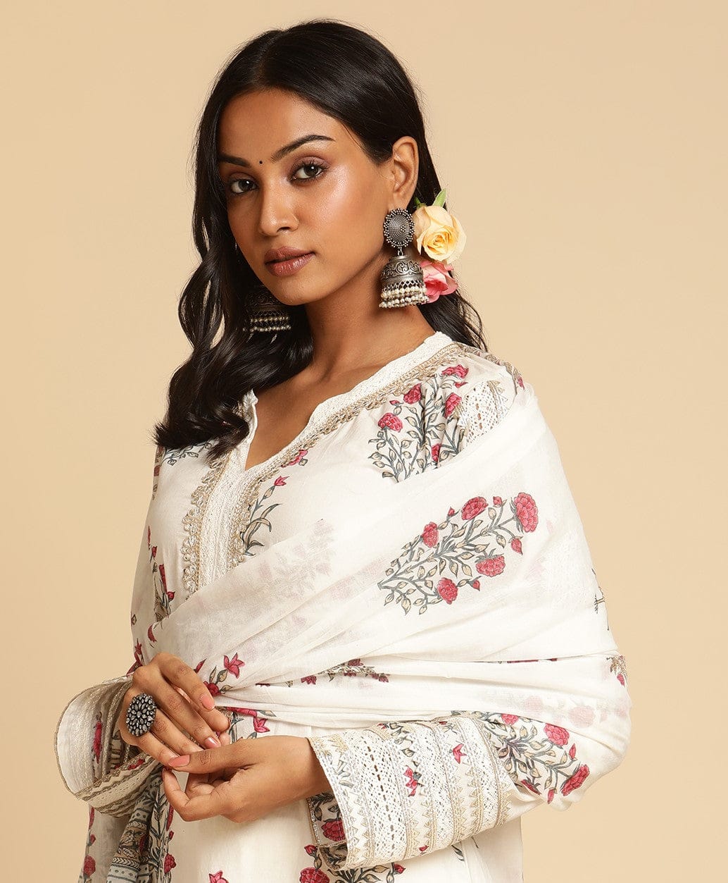 Fuchsia Long Bootie Organic Cotton Hand Block Printed Kurta - (3 Pcs Set)