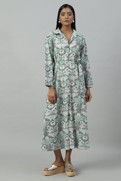 GREY POPPY SHIRT DRESS