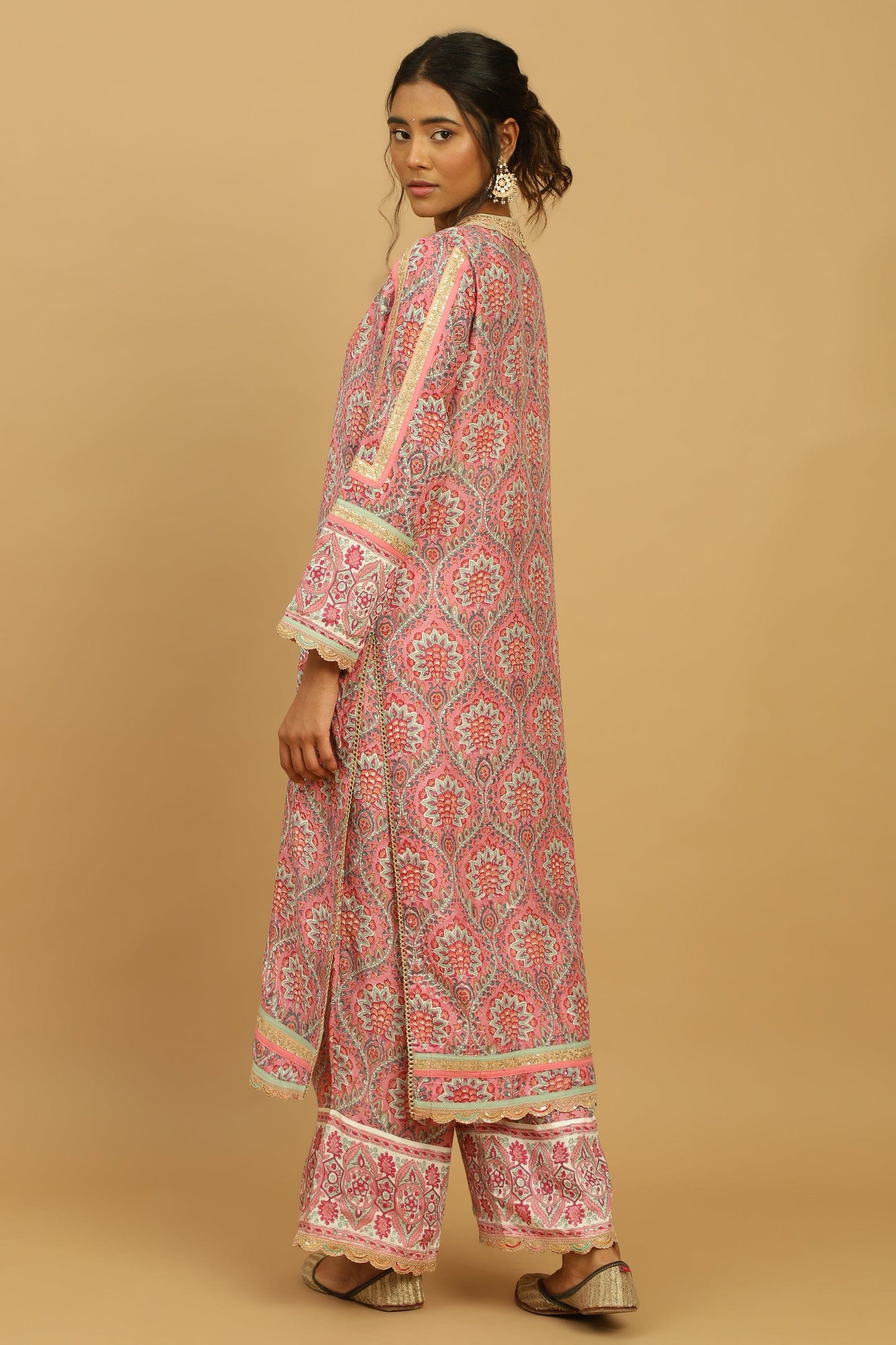 PHOOL JAAL COTTON SILK BLOCK KURTA SET (3 pcs)