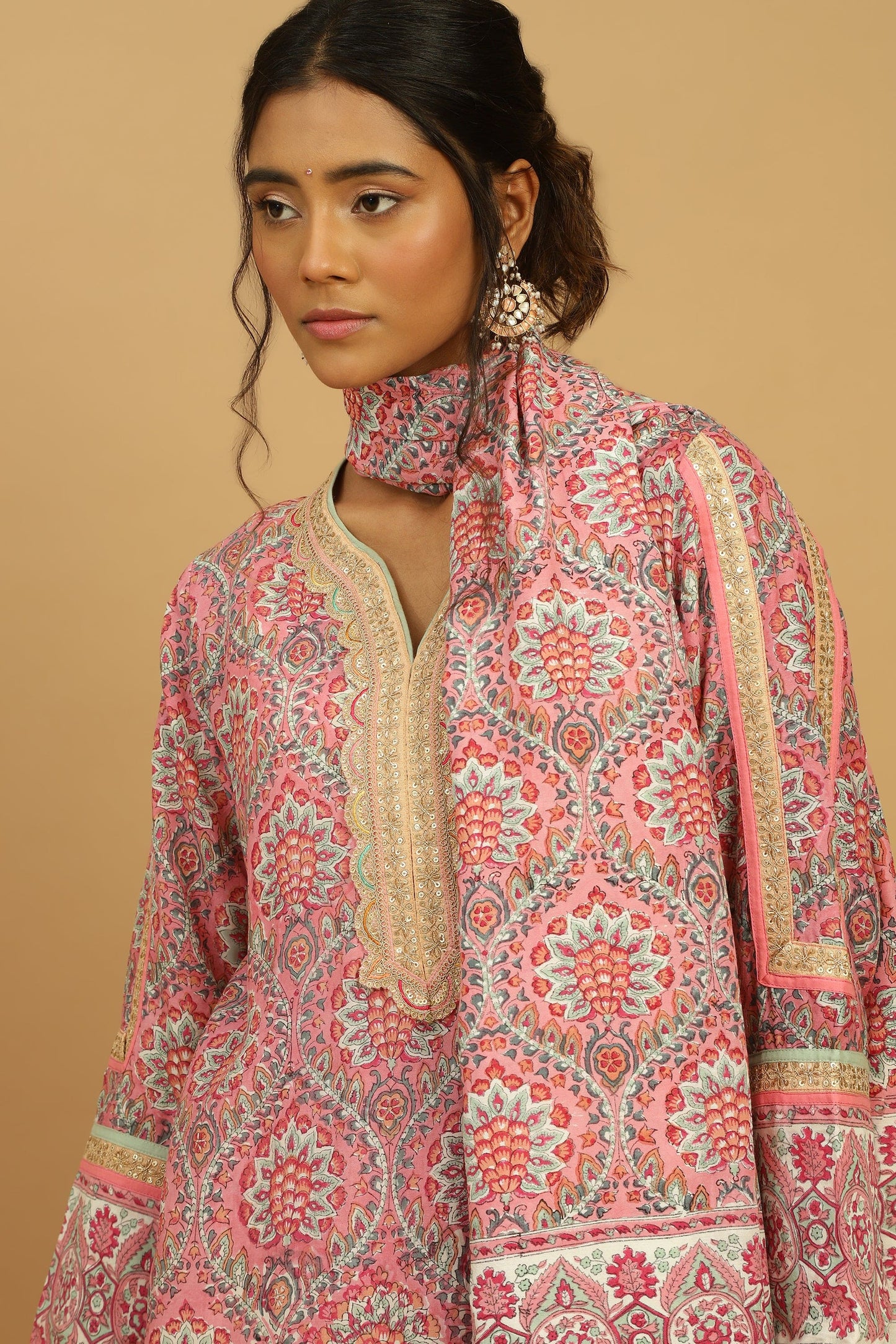 PHOOL JAAL COTTON SILK BLOCK KURTA SET (3 pcs)