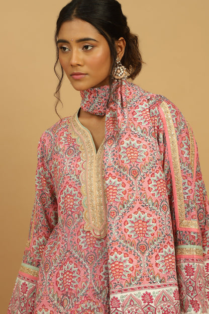 PHOOL JAAL COTTON SILK BLOCK KURTA SET (3 pcs)