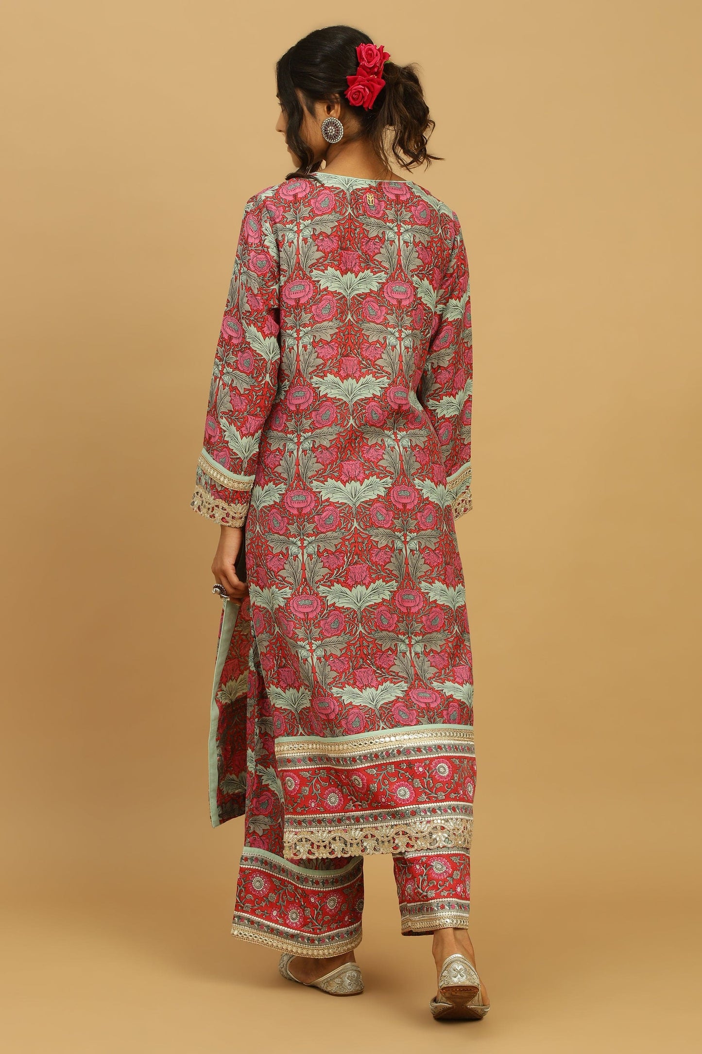RED POPPY COTTON SILK KURTA SET (3 pcs)