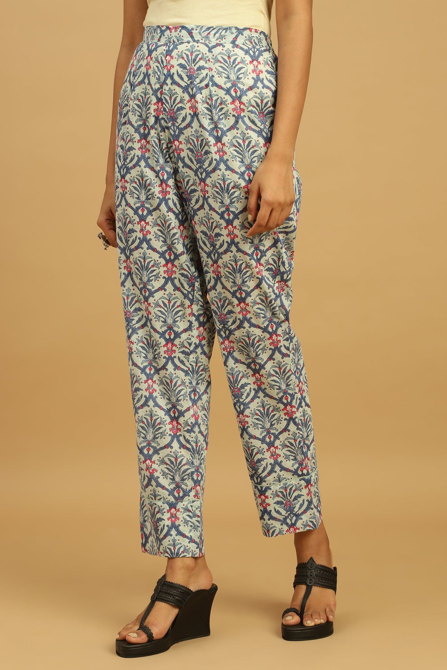 BLUE ANANAAS JAALI ORGANIC COTTON BLOCK TUNIC SET (2pcs)