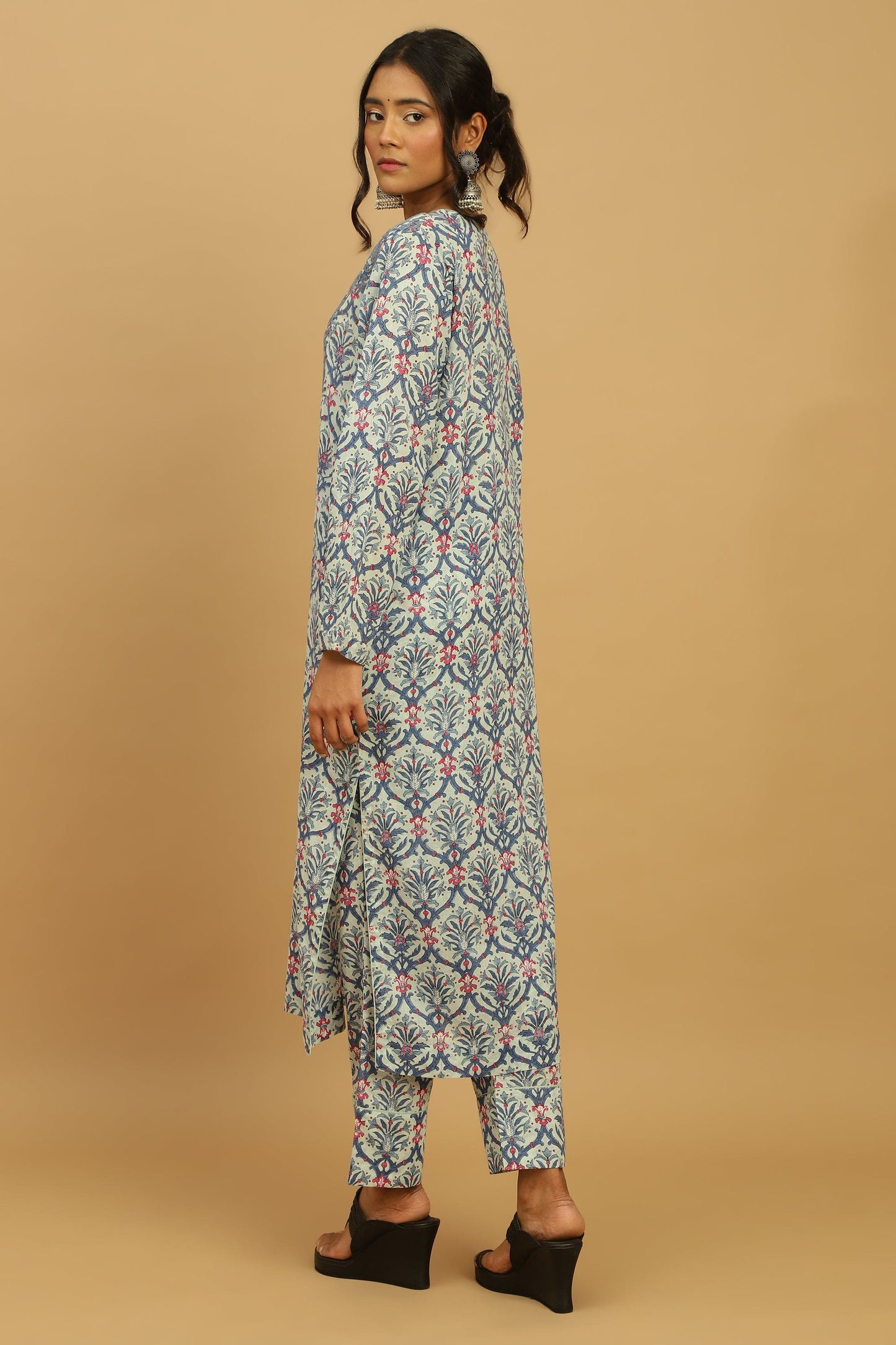 BLUE ANANAAS JAALI ORGANIC COTTON BLOCK TUNIC SET (2pcs)