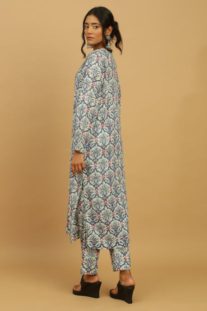 BLUE ANANAAS JAALI ORGANIC COTTON BLOCK TUNIC SET (2pcs)