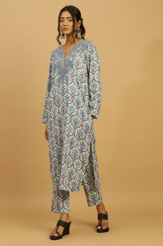 BLUE ANANAAS JAALI ORGANIC COTTON BLOCK TUNIC SET (2pcs)
