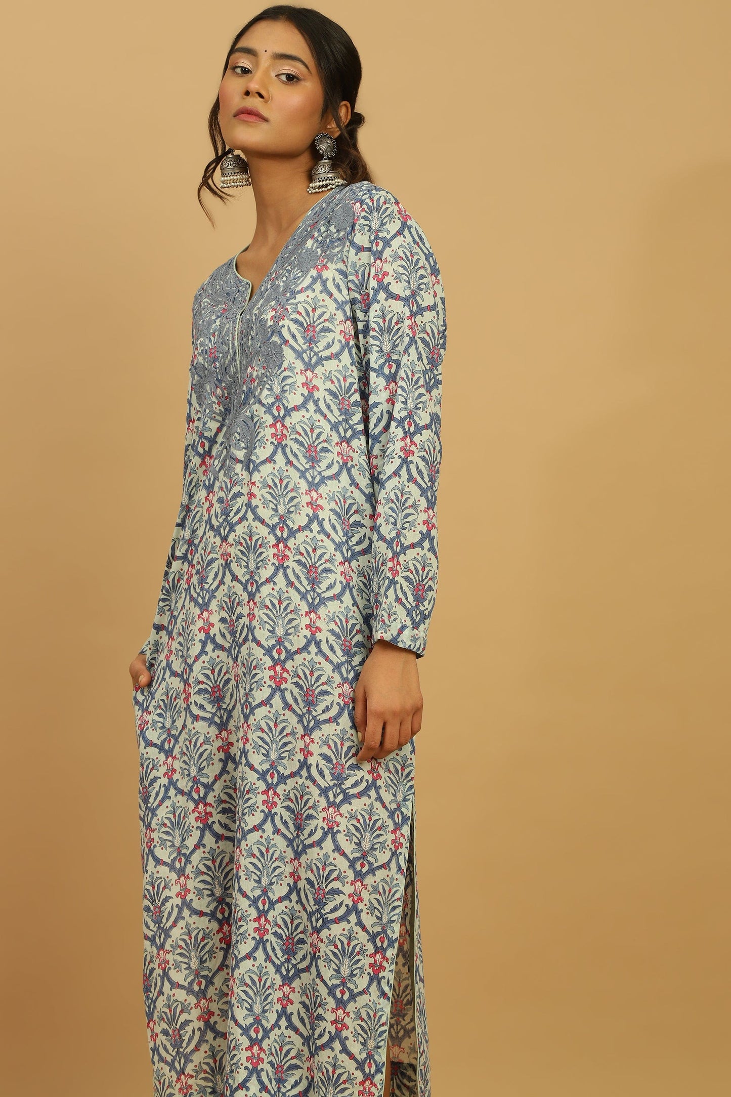 BLUE ANANAAS JAALI ORGANIC COTTON BLOCK TUNIC SET (2pcs)