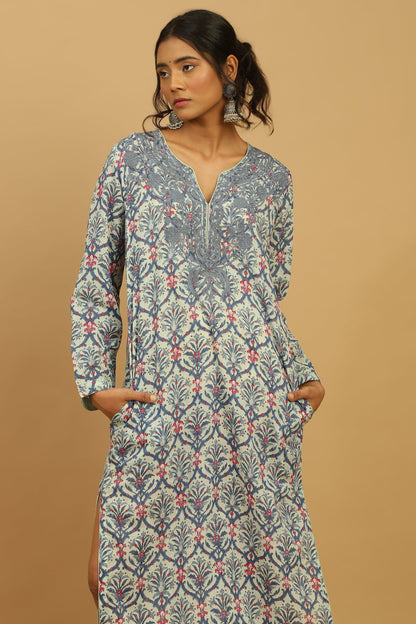 BLUE ANANAAS JAALI ORGANIC COTTON BLOCK TUNIC SET (2pcs)