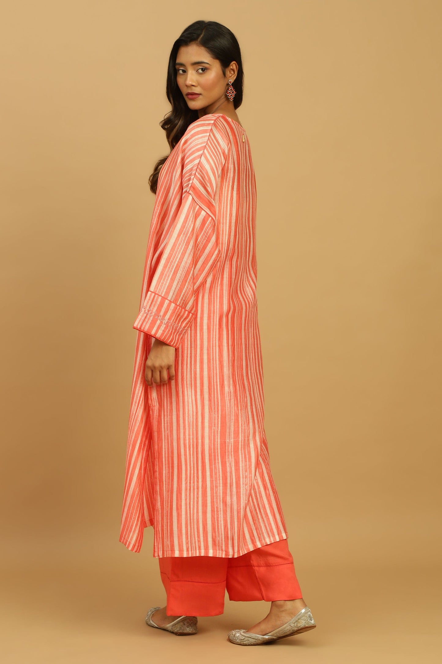 CORAL CHANDERI SHIBORI KURTA SET (3 pcs)