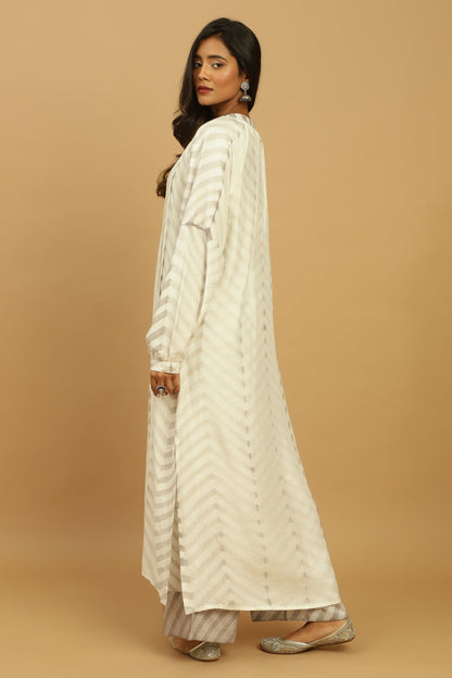 TAUPE COTTON SILK SHIBORI TUNIC SET (2 pcs)