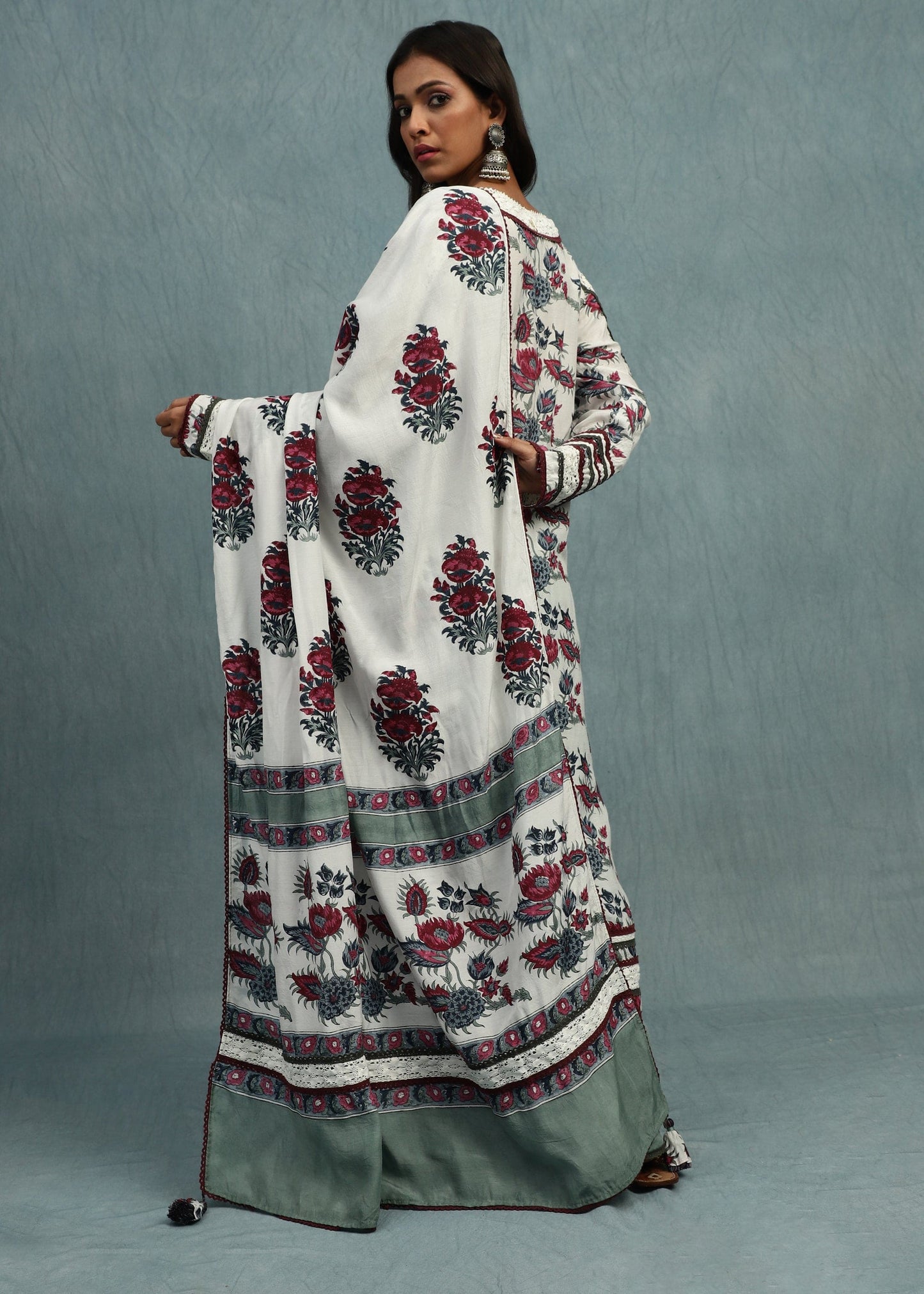 Floral Chintz Cotton Silk Hand Block Printed Kurta - (3 Pcs Set)