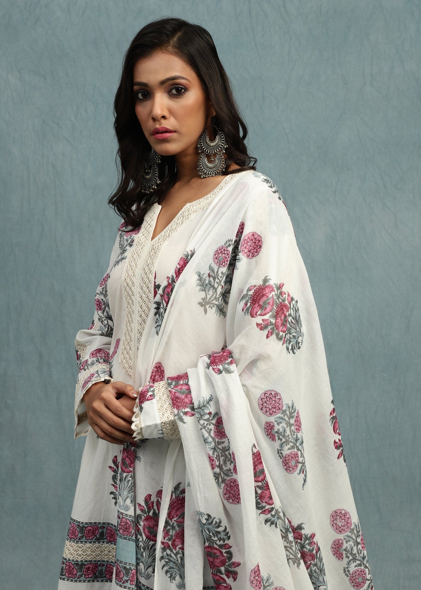 Pink Jaipur Bootie Organic Cotton Hand Block Printed Kurta - (3 Pcs Set)