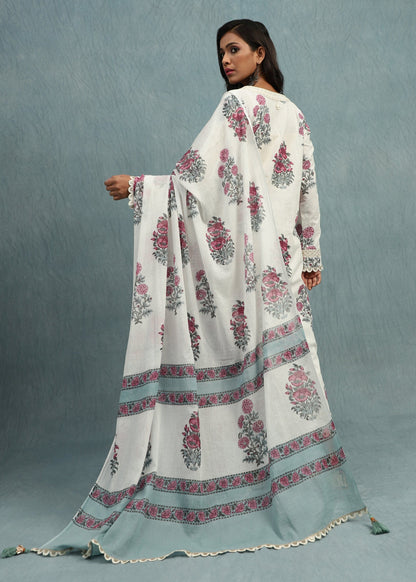 Pink Jaipur Bootie Organic Cotton Hand Block Printed Kurta - (3 Pcs Set)