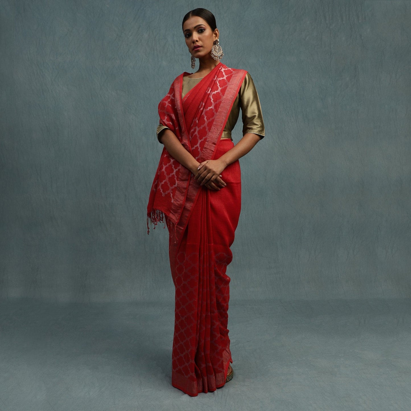 Linen Jamdani Jaal Surkh