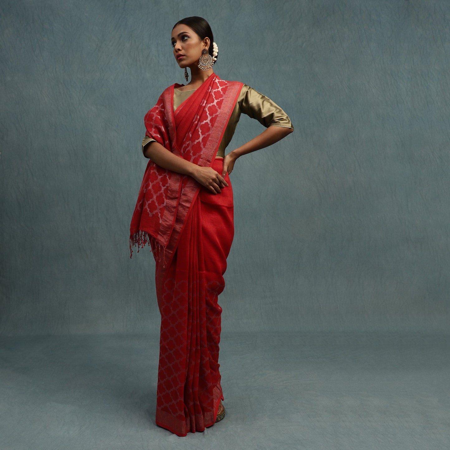 Linen Jamdani Jaal Surkh