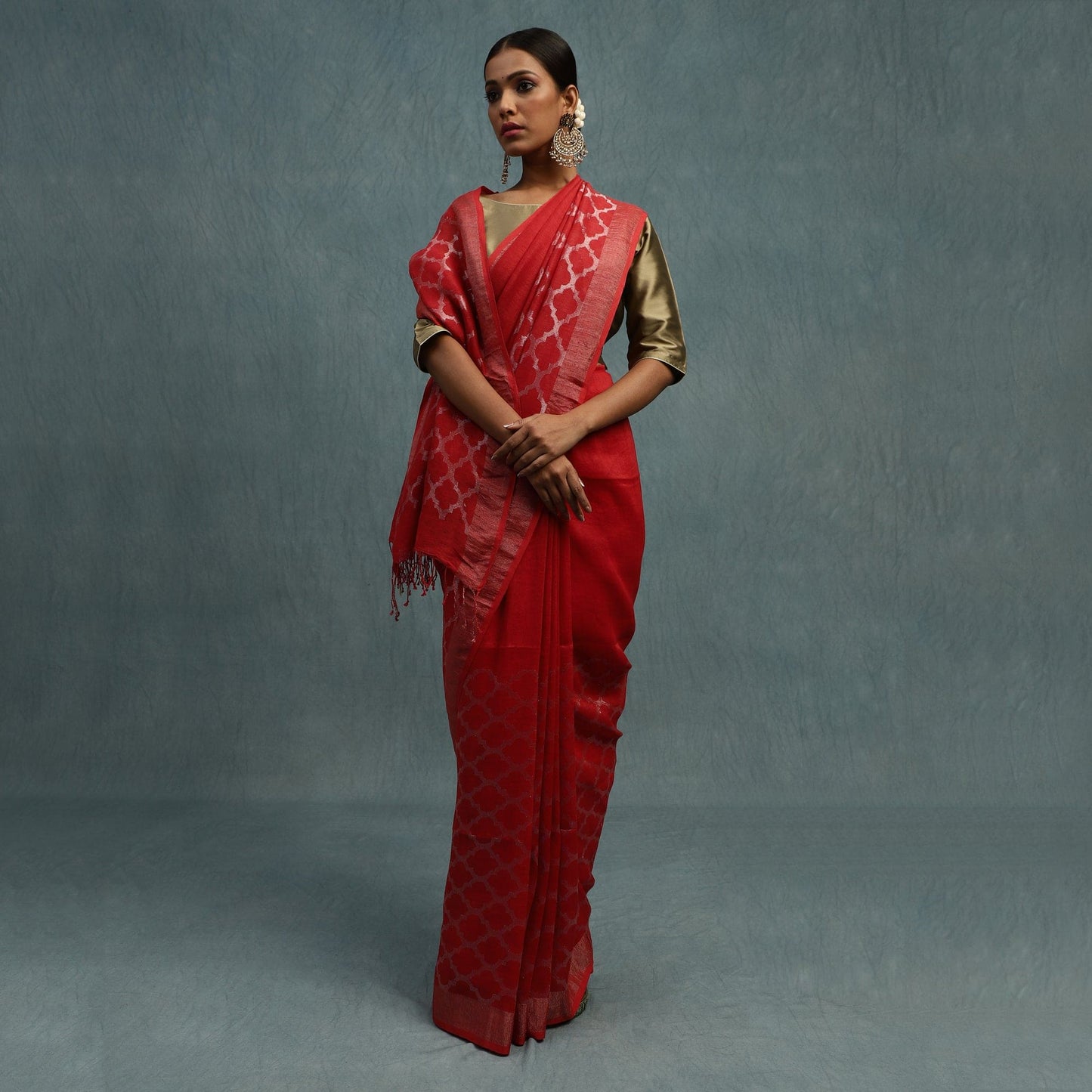 Linen Jamdani Jaal Surkh