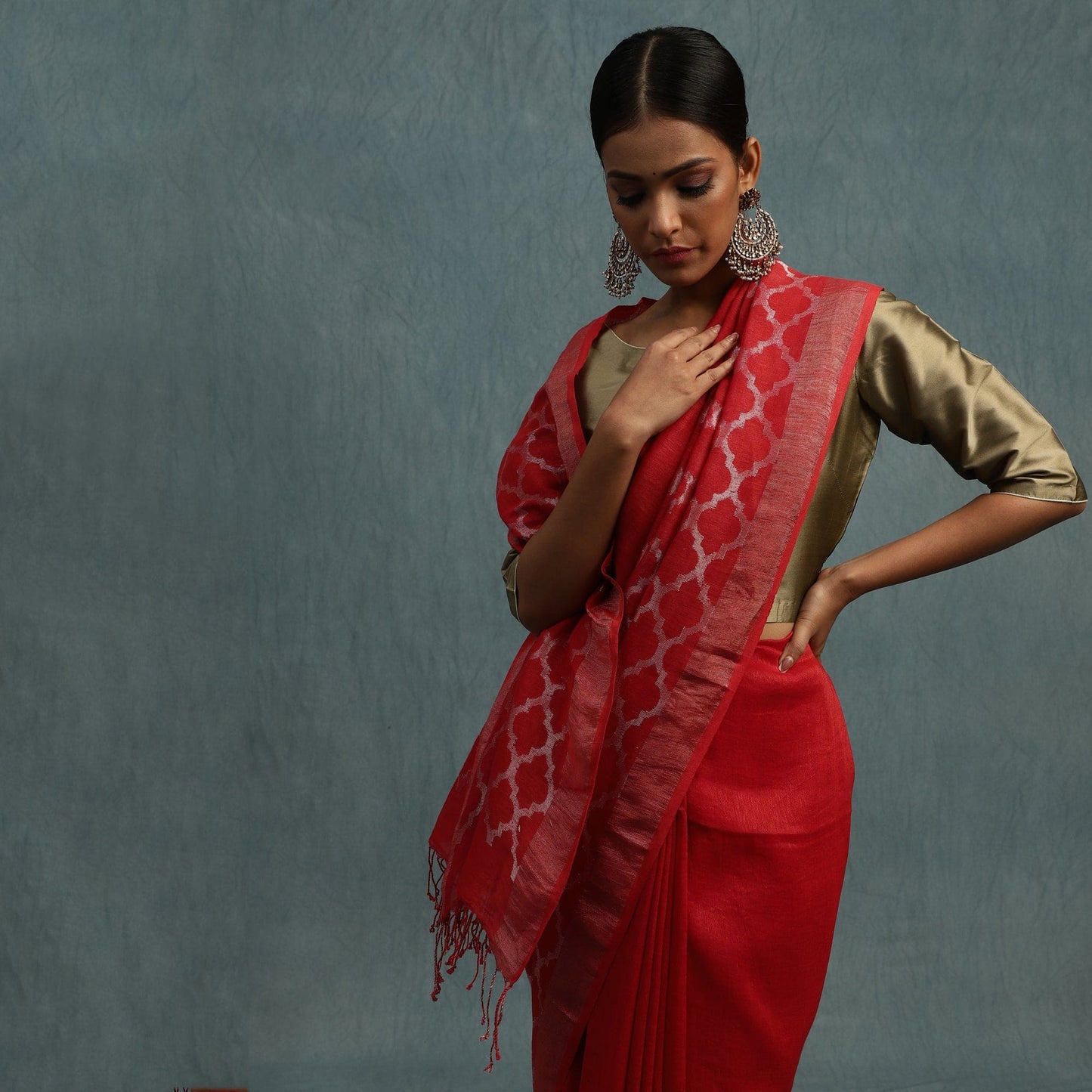 Linen Jamdani Jaal Surkh