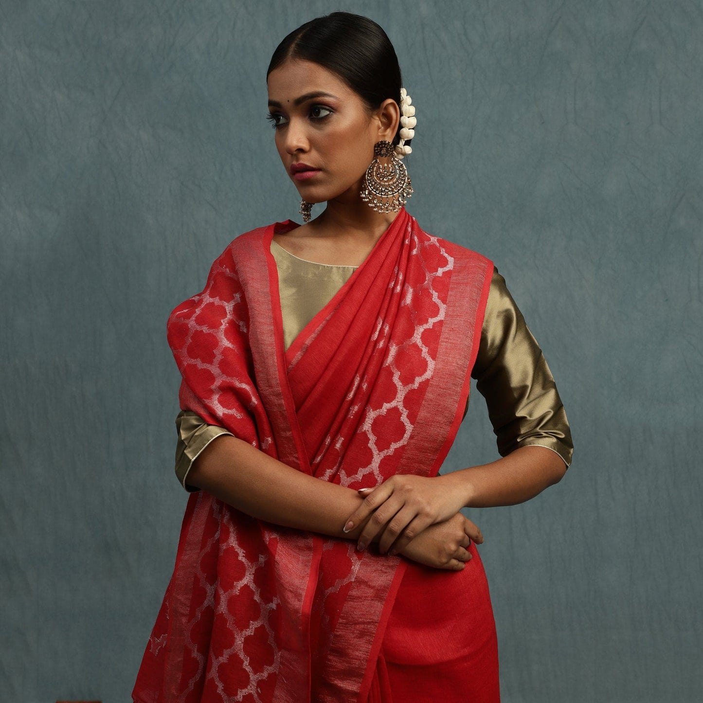 Linen Jamdani Jaal Surkh