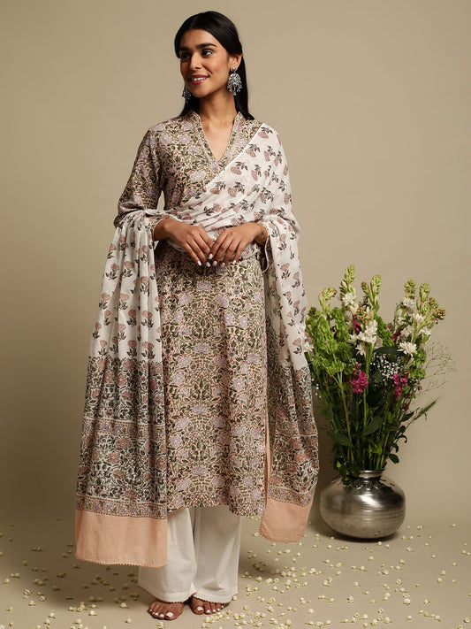 Pink Jaal Organic Cotton Hand Block Printed Kurta - (3 Pcs Set)