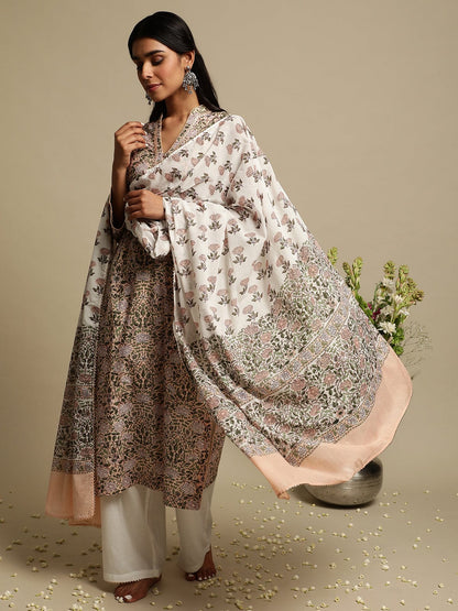 Pink Jaal Organic Cotton Hand Block Printed Kurta - (3 Pcs Set)