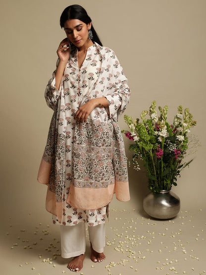 Pink Bootie Organic Cotton Hand Block Printed Kurta - (3 Pcs Set)