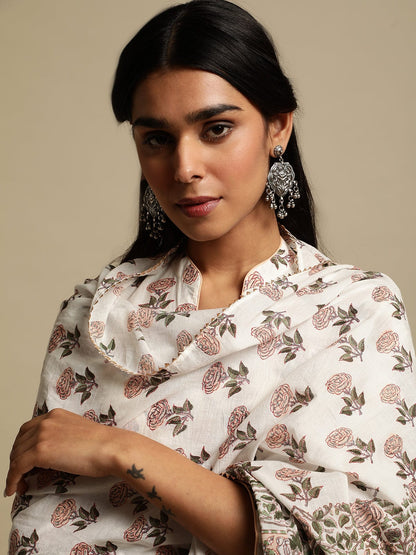 Pink Bootie Organic Cotton Hand Block Printed Kurta - (3 Pcs Set)