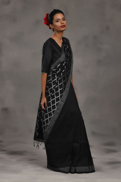 Linen Jamdani Jaal Silver