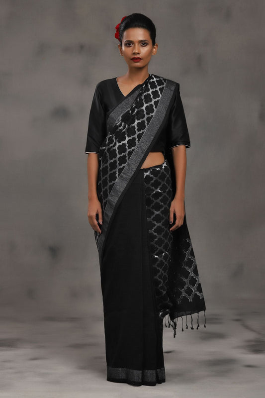 Linen Jamdani Jaal Silver