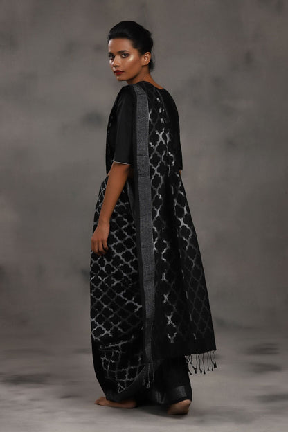Linen Jamdani Jaal Silver