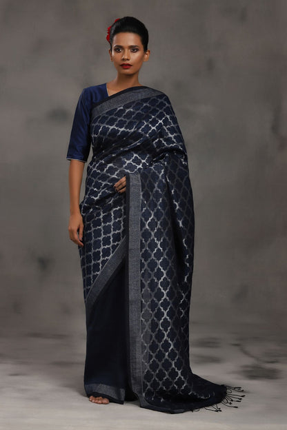 Linen Jamdani Jaal Neel