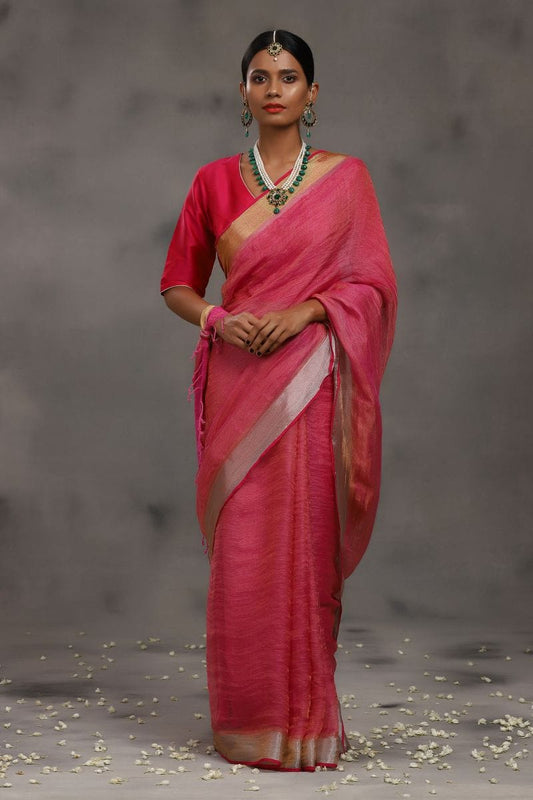 Linen Zari Rani Gulab