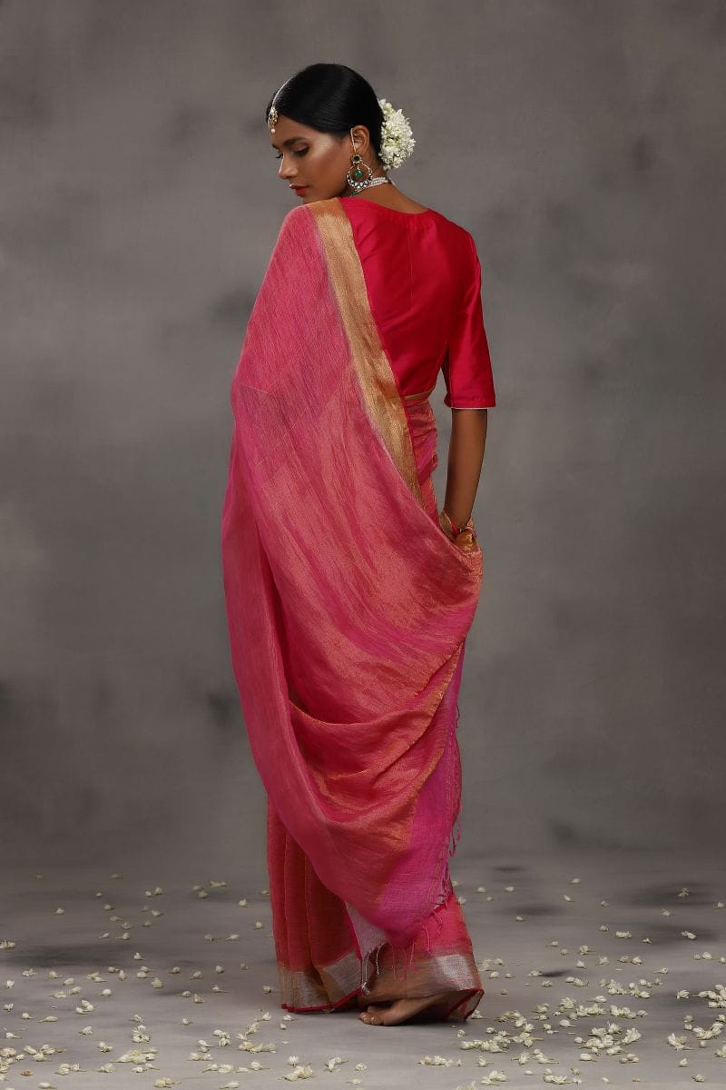 Linen Zari Rani Gulab