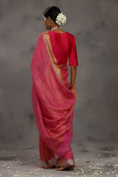 Linen Zari Rani Gulab