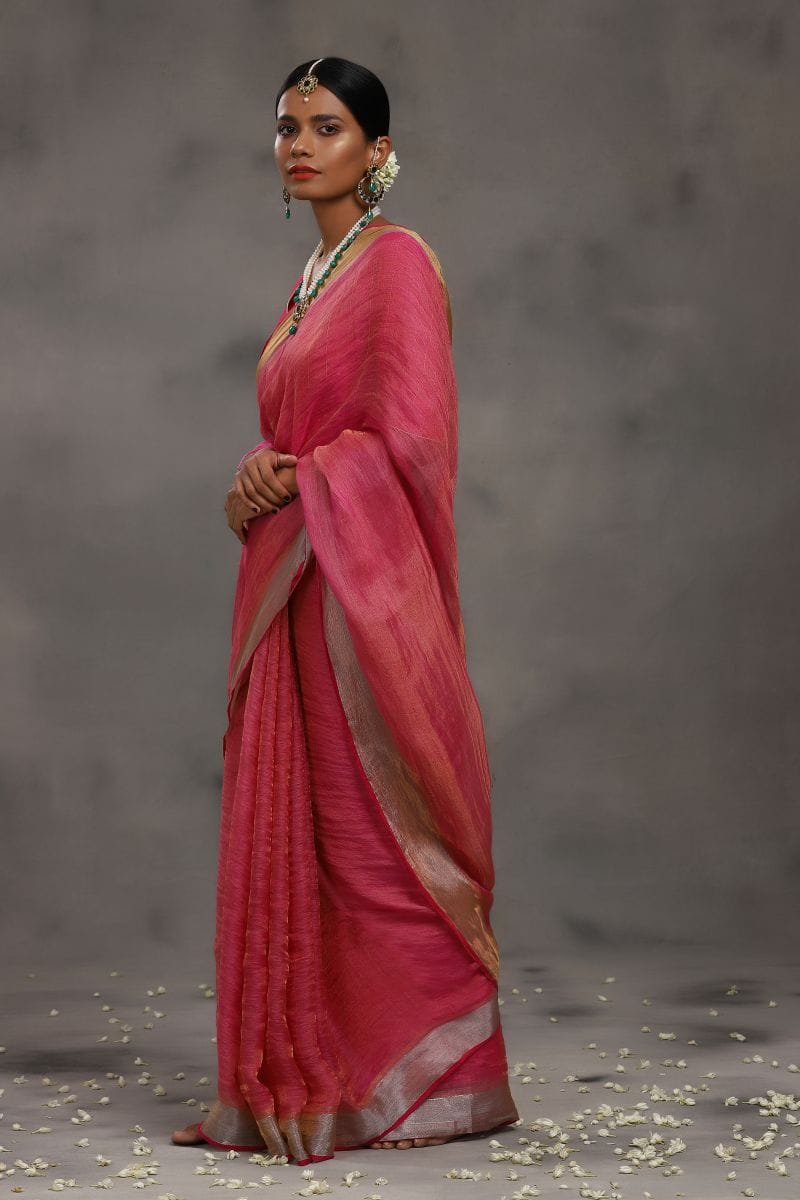 Linen Zari Rani Gulab